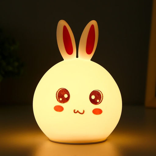 Фигурка светящаяся RISALUX «Антистресс зайчонок», мякиш, ночник, силикон, 4×LED, USB, 16×11×10.5 см