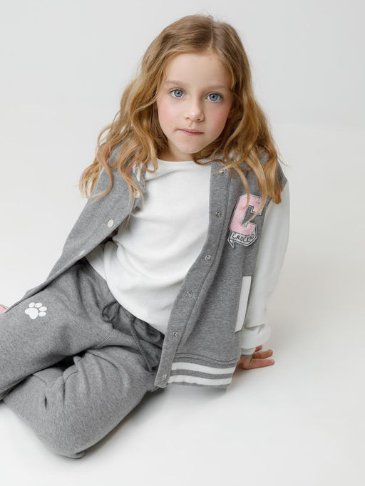 КР 302833/серый меланж к603 жакет (бомбер) для дев