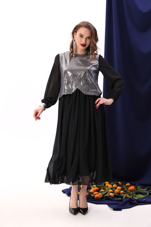 Платье NIKVA н740-8 черный+серебро  фото 5