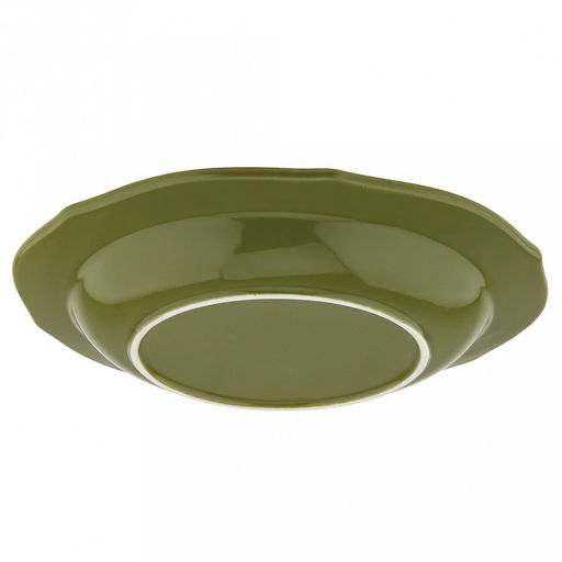 "Русское поле" Тарелка глубокая фарфоровая д215мм, h32мм, 380мл, волнистый край, фактурный глянец, зеленый, в коробке (Китай)