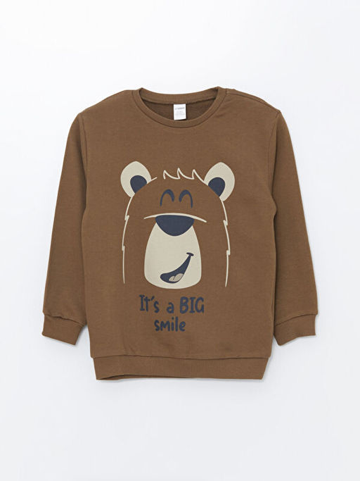 Bisiklet Yaka Uzun Kollu Bask?l? Erkek Bebek Sweatshirt 2li - Waikiki фото 2