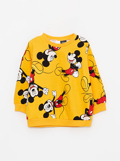 Bisiklet Yaka Uzun Kollu Mickey Mouse Bask?l? Sweatshirt ve E?ofman Alt Erkek Bebek 2li Tak?m - Waikiki фото 2