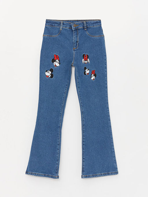 Minnie ve Mickey Mouse Nak??l? ?spanyol Pa?a K?z ?ocuk Jean Pantolon - Waikiki фото 3