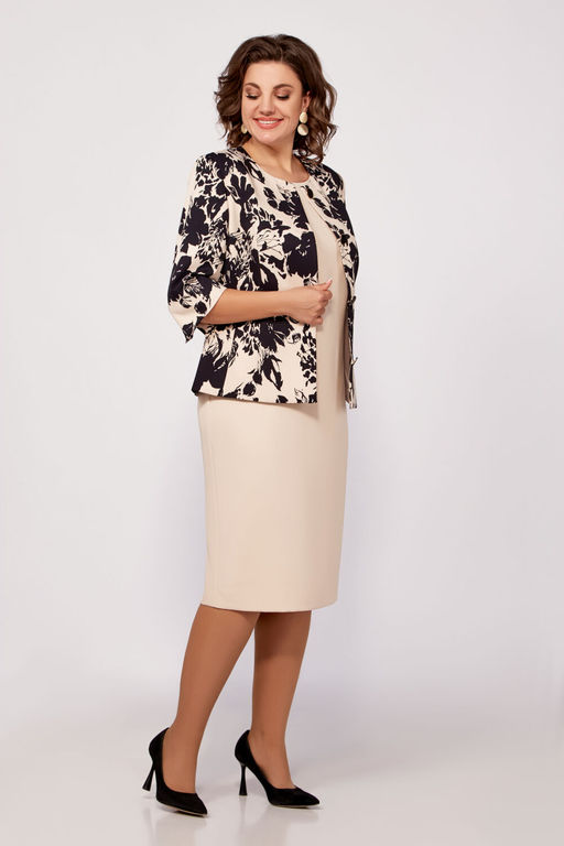 Костюм Swallow 797 бежевый/принт черные цветы фото 11