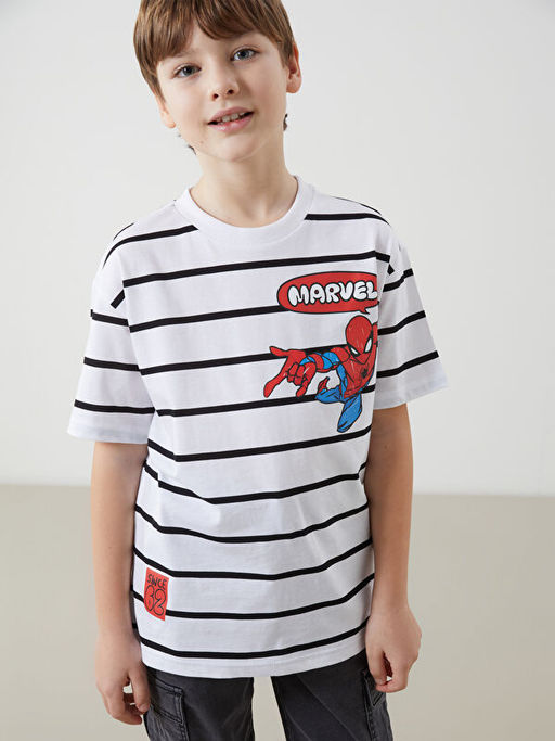 Bisiklet Yaka Spider-Man Bask?l? Erkek ?ocuk Ti??rt