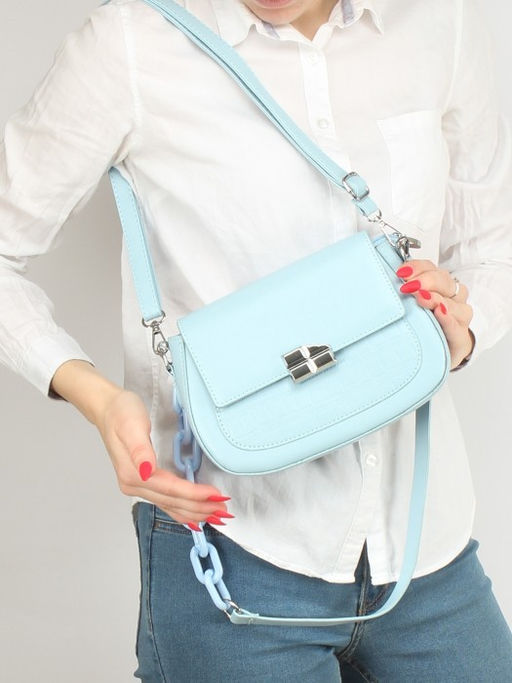 Сумка женская искусственная кожа Ch&K-8630, 1отд, плечевой ремень, голубой SALE 255072 - Adelia фото 10