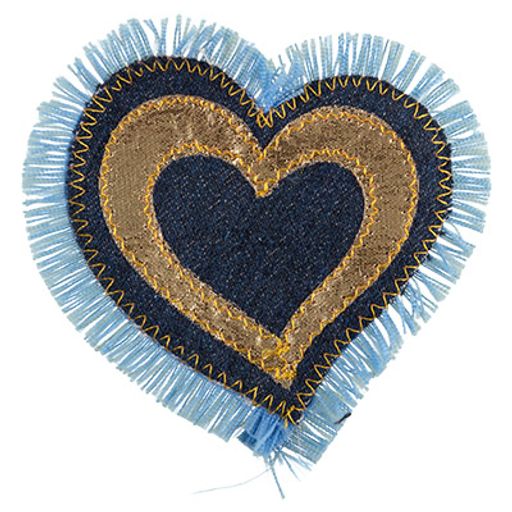 Термоаппликация BLITZ сердце двойное джинс 6 шт СС1/3 9х9 см