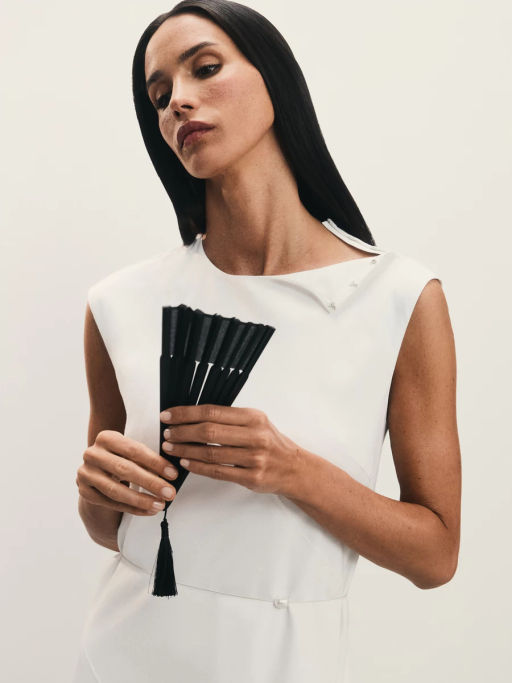 Асимметричное платье из вискозы и льна с разрезом / Zarina  фото 4