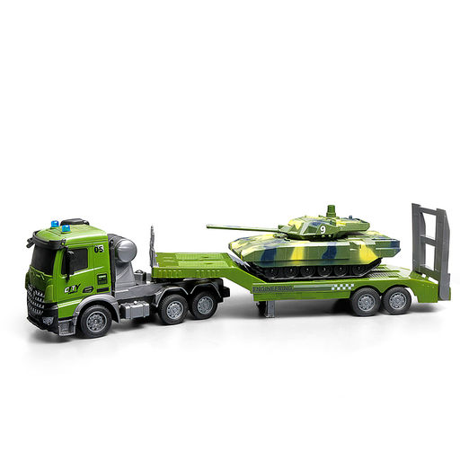 Машина "Военный автовоз" с танком р/у 27 MHz, в коробке