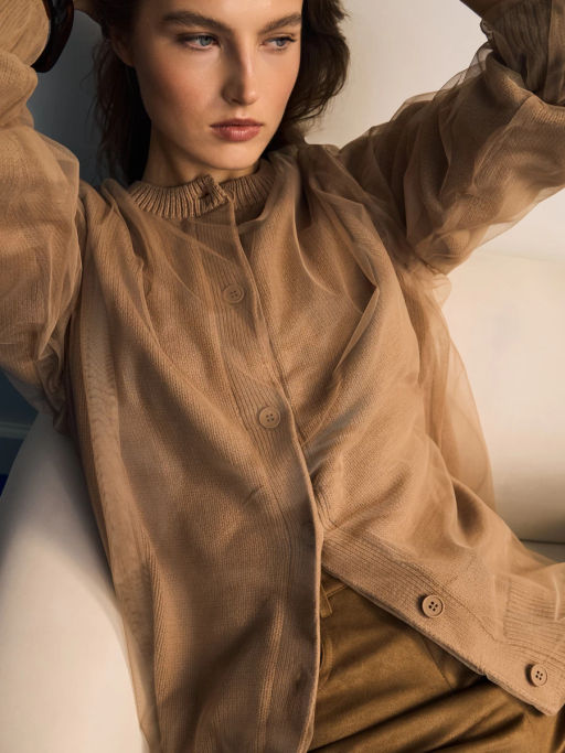 Двухслойный кардиган с хлопком в составе / Zarina фото 3