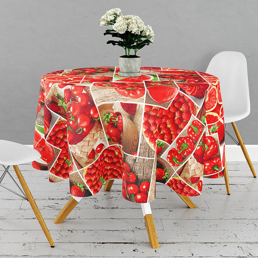 "Урожай" Скатерть д146см, диаметр стола до 105см, на 6 персон, хлопок "Премиум" 186г/м2, "Домашняя мода" (Россия)