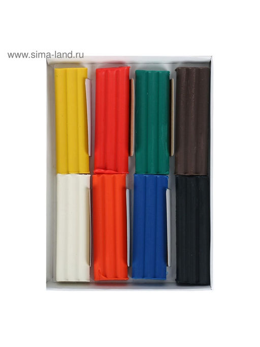 Цена за 2 шт. Пластилин мягкий (восковой) Calligrata, 8 цветов, 120 г