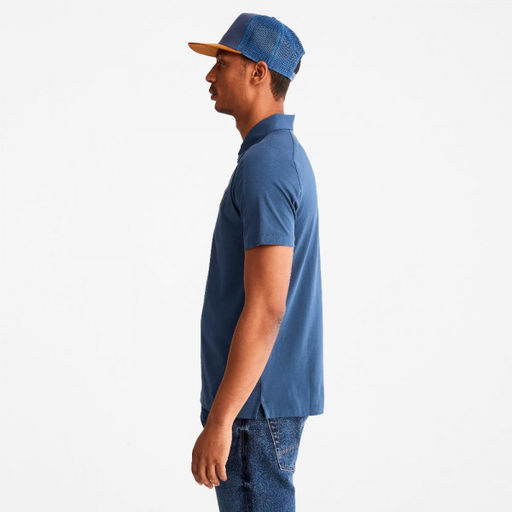 Мужские поло с коротким рукавом Timberland Polo Eco-Ready Supima Jersey Anti-Odor Regular синяя  фото 4