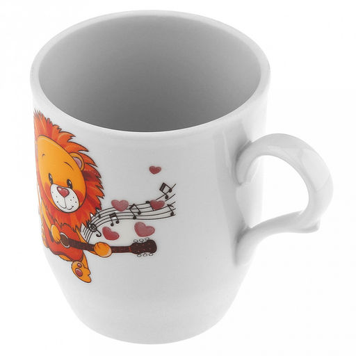 Кружка фарфоровая "Львята" 210мл, форма "Русское поле" (Россия)