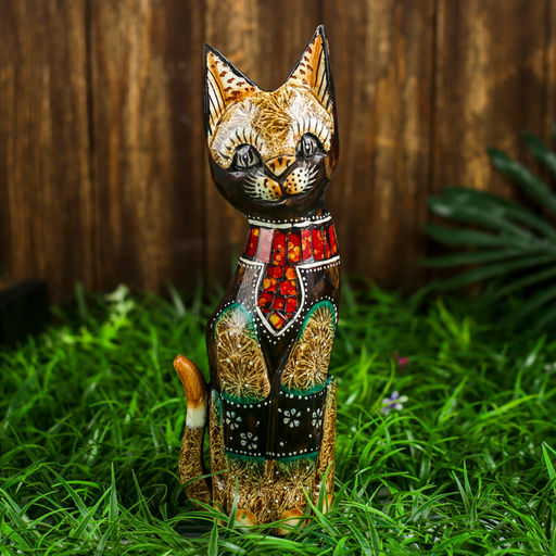Интерьерный сувенир "Кошка с красным галстуком" 30 см
