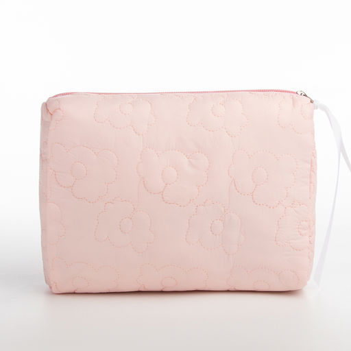 Косметичка на молнии простая, со стёжкой Цветы, розовая - Simaland фото 4