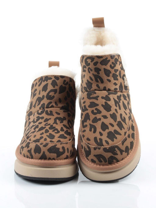 04-PAJW01-5Z BROWN/LEOPARD Ботинки зимние женские (натуральная замша, 100% шерсть, натуральный мех)