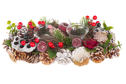 Новогоднее украшение подсвечник 32*14*8 см Снежная фантазия на 2 свечи прямоугольный - Elan gallery фото 4