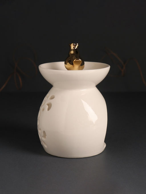 Аромалампа для эфирных масел Птичка в короне, керамика, белый перламутр, 9?9?13 см - Simaland фото 2