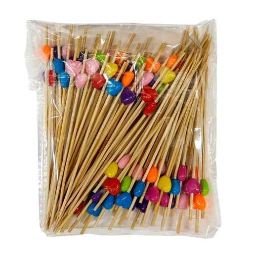 Шампур бамбук 12 см "Сердце" ассорти