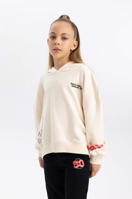Толстовка с капюшоном Snoopy Relax Fit для девочек - Defacto фото 3