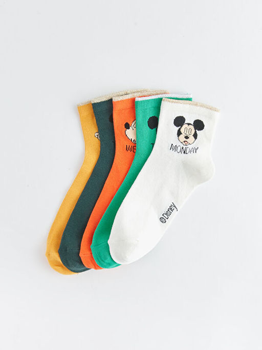 Mickey Mouse Bask?l? Kad?n Soket ?orap 5li Paket - Waikiki фото 3