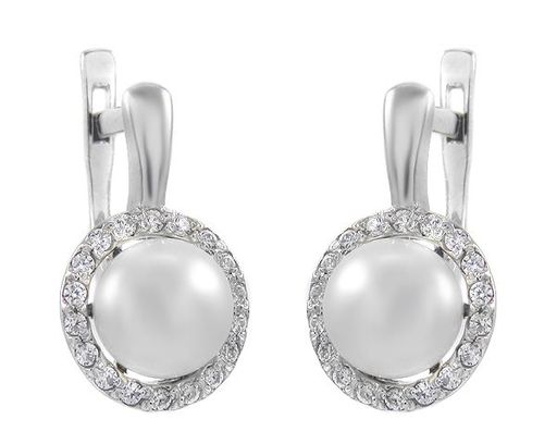 Серьги из серебра жемчуг, см044