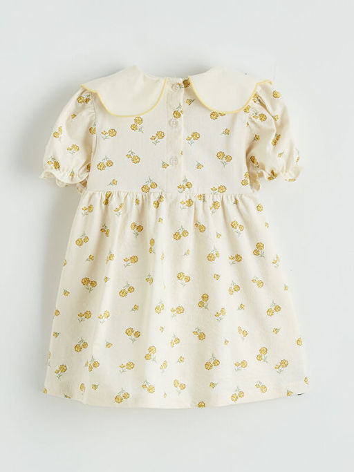 Bebe Yaka ?i?ek Desenli K?z Bebek Elbise