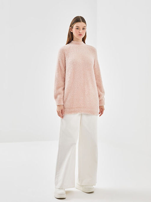 Dik Yaka Kad?n Pel?? Triko Tunik