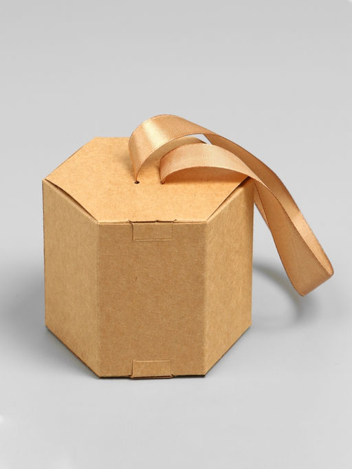Цена за 5 шт. Коробка подарочная шестигранная, с окном, крафт, 12,5 х 7 х 7 см