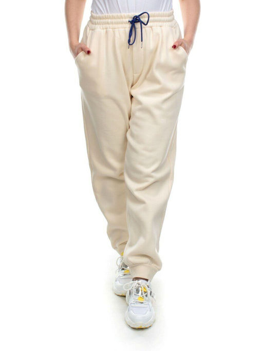 M073 BEIGE Брюки спортивные женские на флисе (85% хлопок, 10% полиэстер, 5% спандекс) 7986 - Fashion фото 2
