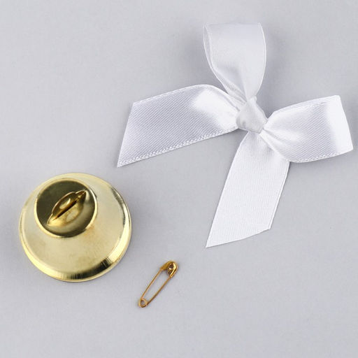 Цена за 5 шт. Колокольчик на булавке с бантом, белый, d = 3,6 см - Simaland фото 4