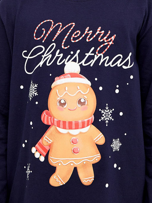 Комплект для девочек (джемпер, брюки) синий с принтом в виде новогодних печенек - Mark formelle фото 4