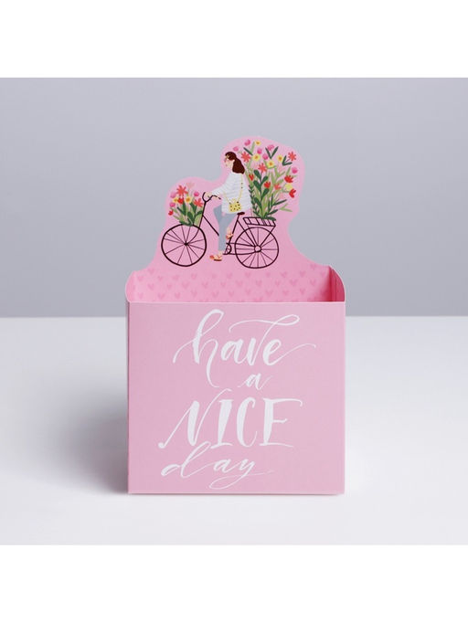Цена за 2 шт. Коробки для мини букетов HAVE A NICE DAY, 12×20×10 см