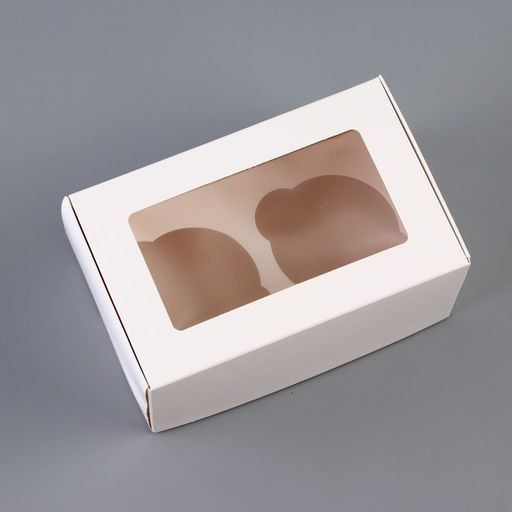 Коробка для 2 капкейка с прозрачной крышкой 16×10×8 см