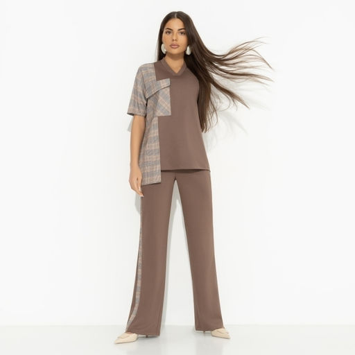 Брючный костюм с карманами Современная утонченность (brown 2 в 1) - Charutti фото 2