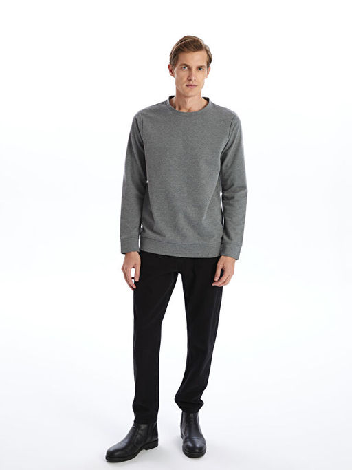 Bisiklet Yaka Uzun Kollu Erkek Sweatshirt