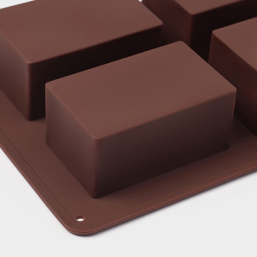 Форма для выпечки Доляна «Прямоугольник», силикон, 21.5×15.3×3.7 см, 4 ячейки (7.7×4.8 см), коричневая