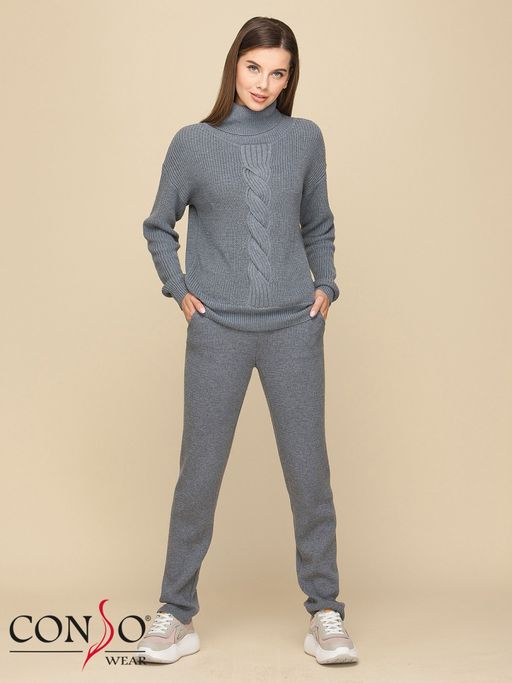 Conso/KS 190601 - grey blue Костюм женский: джемпер+брюки