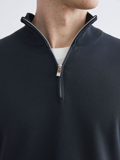 Fermuarl? Dik Yaka Erkek Triko Kazak