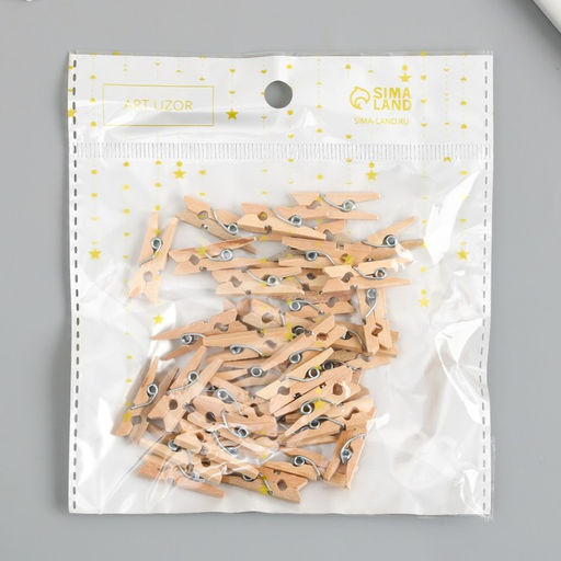 Цена за 2 шт. Декор для творчества дерево «Прищепка» (набор 40 шт.) 2.5×0.8 см