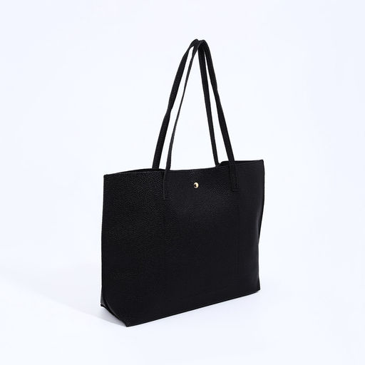 Сумка - шоппер женская на кнопке, с монетницей, 35×10×28 см, чёрная