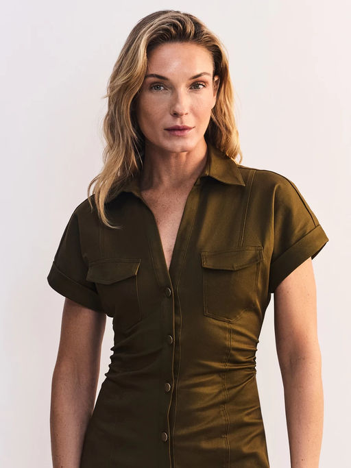 Платье миди из хлопка со сборками / Zarina