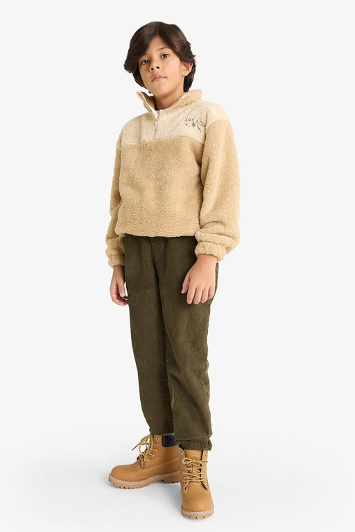 Fermuarl_ Yaka Nak__l_ Pel__ Sweatshirt Erkek _ocuk - Defacto фото 2