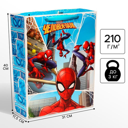 Пакет подарочный, 31×40×11.5 см, упаковка, Человек-паук