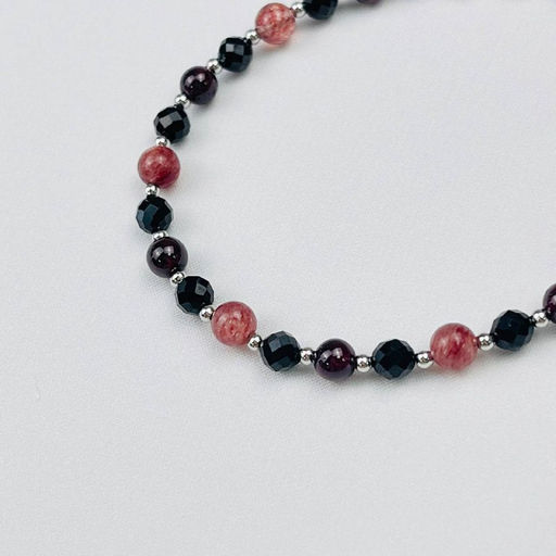 Браслет "Стихия Огонь" из Граната, Шпинели и Клубничного кварца 16,5 см +