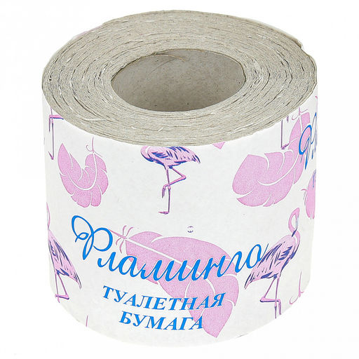 Туалетная бумага 1-слойная "Фламинго" 27м, сырье - серое макулатурное, плотность 28-30г/м2, с перфорацией и тиснением, ГОСТ Р 52354-2005, LIZZi (Россия)