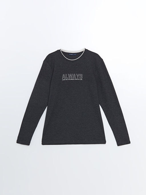 Bisiklet Yaka Uzun Kollu Erkek Sweatshirt