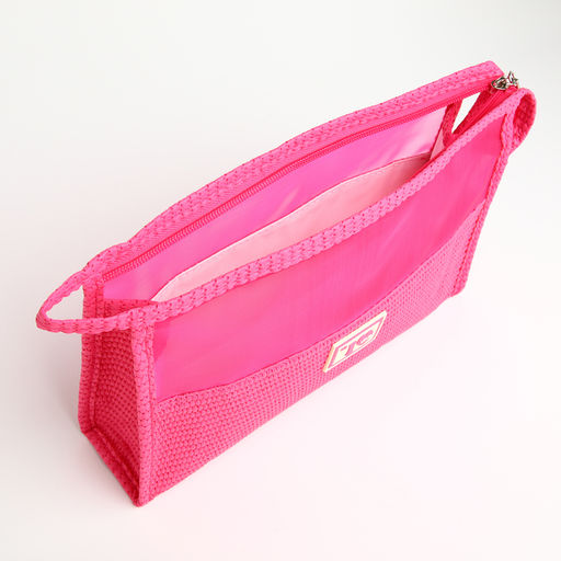 Косметичка на молнии, треугольная, с сеткой, малиновая - Simaland фото 3
