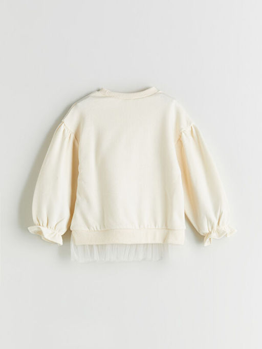 Bisiklet Yaka Bask?l? Kal?n K?z ?ocuk Sweatshirt